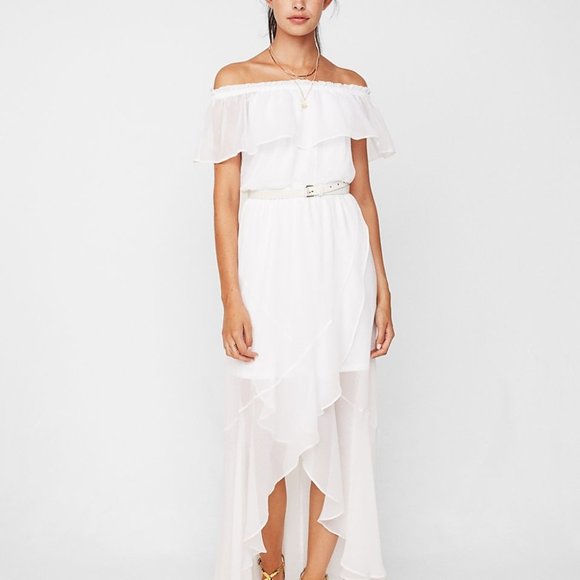 Xs Express Off-the-Shoulder White Lace Maxi Dress - Picture 2 of 6